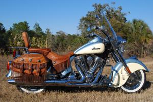Our Chief Vintage came with optional distressed leather saddle, bags and backrest.